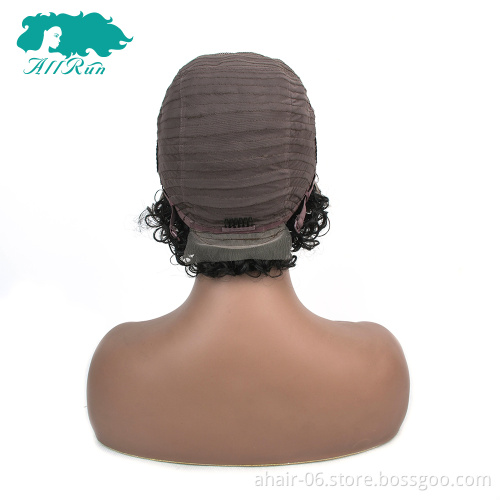 No Tangle No Shed Soft And Smooth Brazilian Human Hair Short Curly Wigs , Natural Color Swiss lace Short Curly Wigs